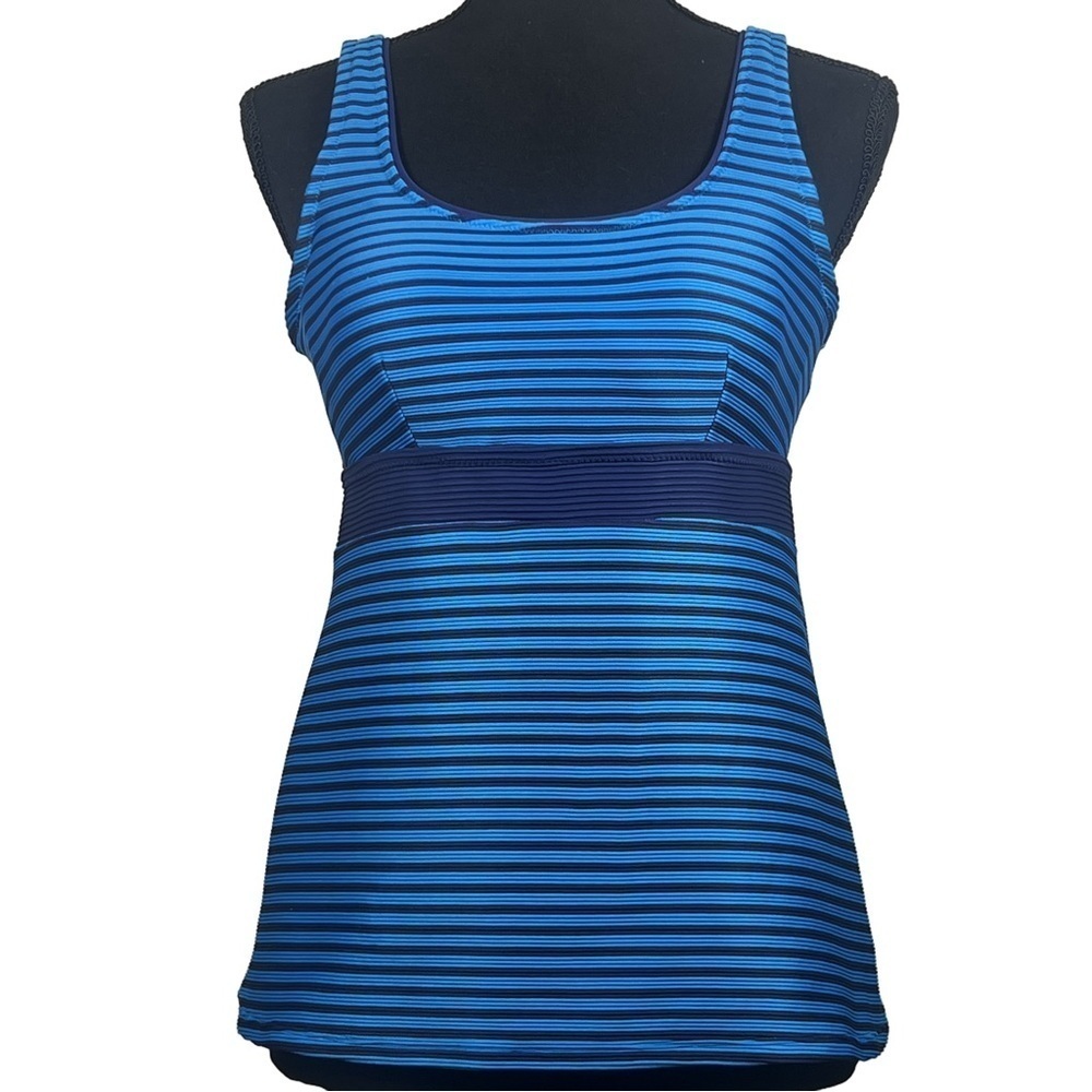 Lands' End Blue Striped Tankini Swimsuit Top Size 8
